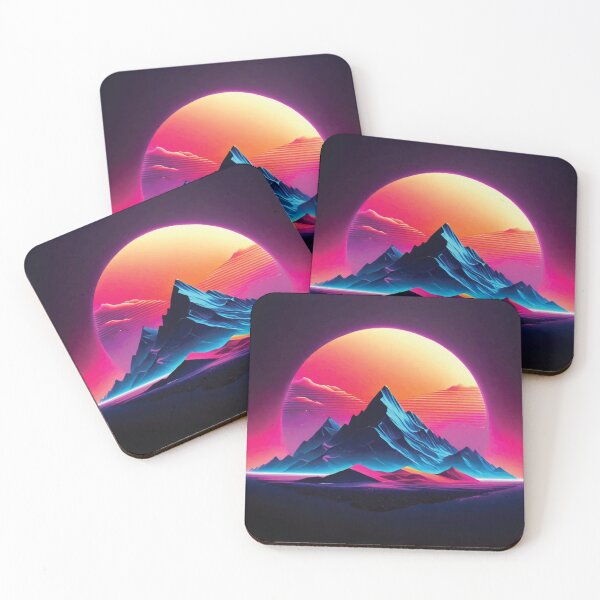 Item preview, Neon Synthwave Mountains with Glowing Sun designed and sold by Arturo Daniel Garcia Palomo.