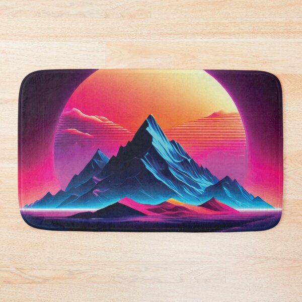 Item preview, Neon Synthwave Mountains with Glowing Sun designed and sold by Arturo Daniel Garcia Palomo.