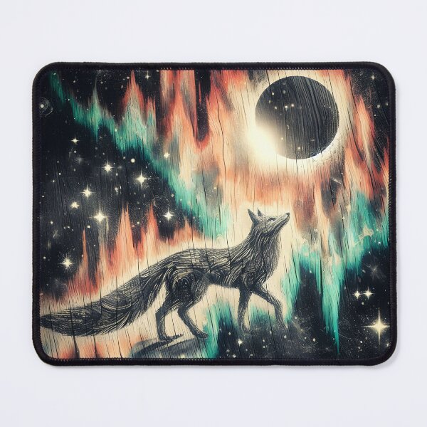 Item preview, Wood Texture Northern Lights Fox, Ai Generated Art designed and sold by ACC .