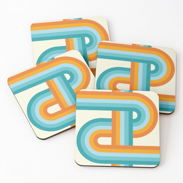 Item preview, Mid Century Modern Abstract Rainbow - Turquoise blue and Orange designed and sold by JMgraphic.
