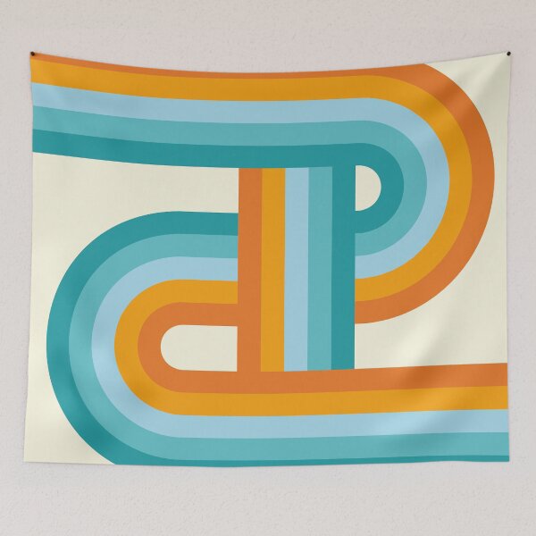 Item preview, Mid Century Modern Abstract Rainbow - Turquoise blue and Orange designed and sold by JMgraphic.