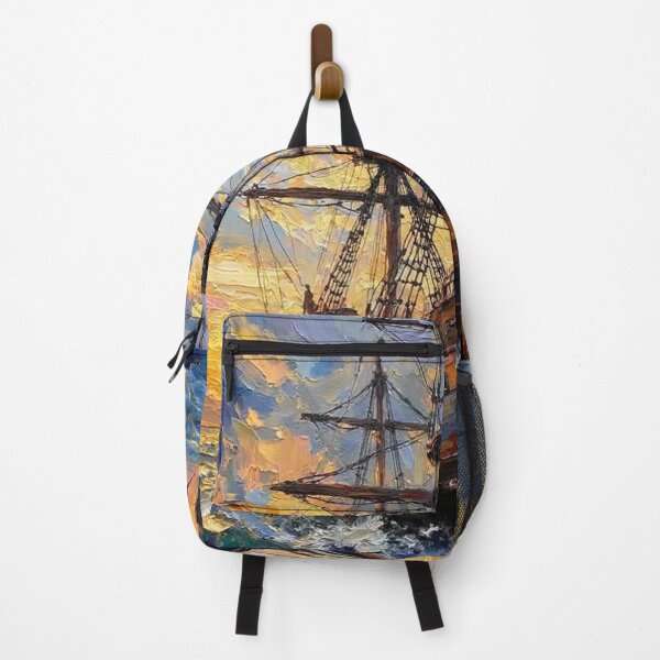 Item preview, Vibrant Ocean Waves and Sailing Ship Palette Knife Art designed and sold by The Design Asset Station.
