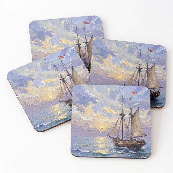 Item preview, Serene Sailing Boat on Calm Ocean Impressionist Art designed and sold by The Design Asset Station.