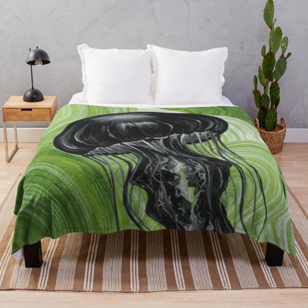 Item preview, Black Jellyfish in Green Whirlpools – Natural Dream Art designed and sold by HeyHas.