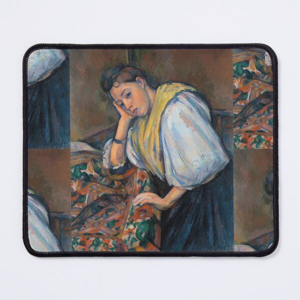 Item preview, Young Italian Woman at a Table by Paul Cézanne: Post Impressionist Portrait Print designed and sold by artofuniverse.