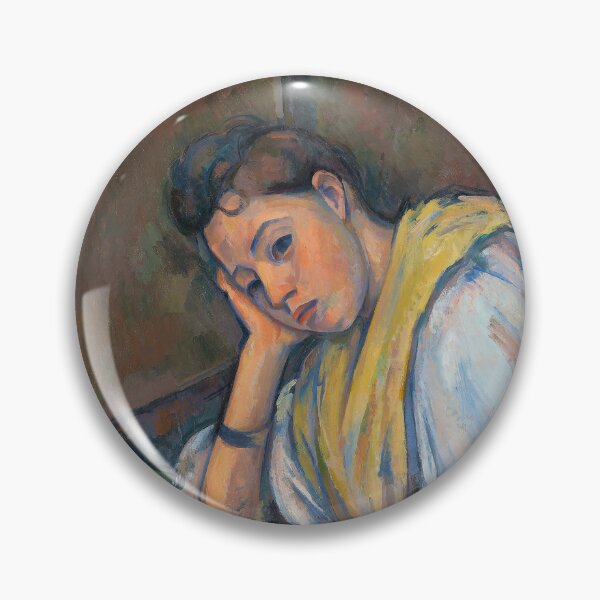 Item preview, Young Italian Woman at a Table by Paul Cézanne: Post Impressionist Portrait Print designed and sold by artofuniverse.