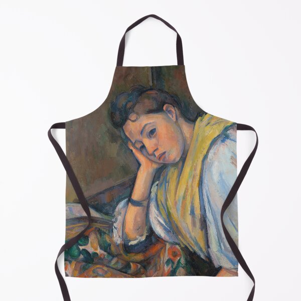 Item preview, Young Italian Woman at a Table by Paul Cézanne: Post Impressionist Portrait Print designed and sold by artofuniverse.