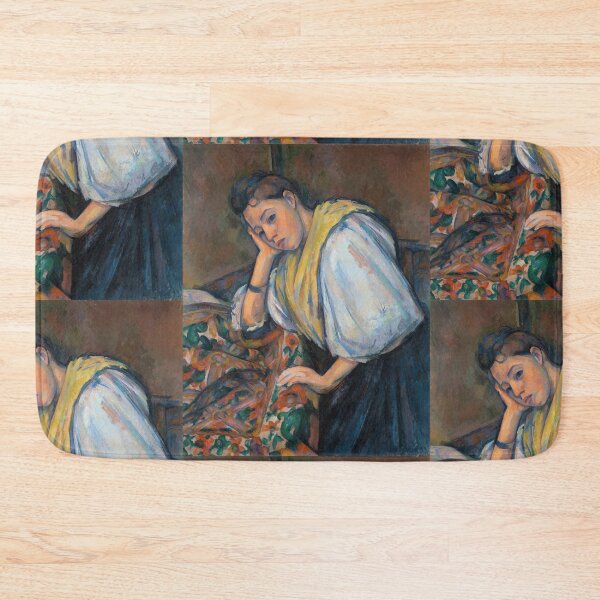 Item preview, Young Italian Woman at a Table by Paul Cézanne: Post Impressionist Portrait Print designed and sold by artofuniverse.