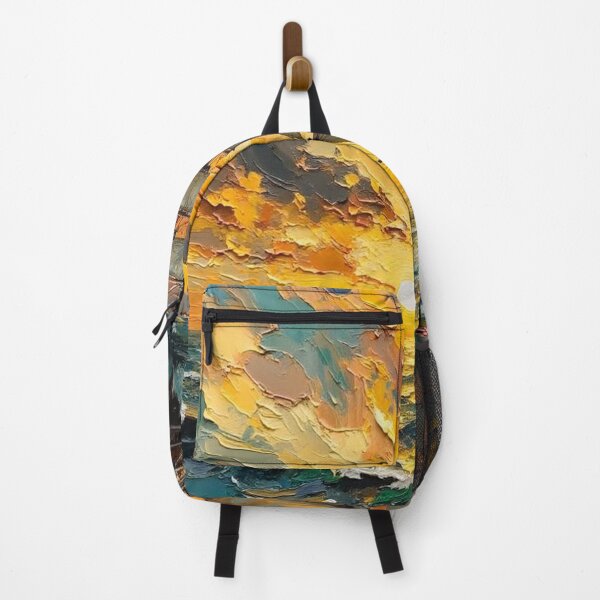 Item preview, Vibrant Ocean Waves and Sailing Ship Palette Knife Art designed and sold by The Design Asset Station.