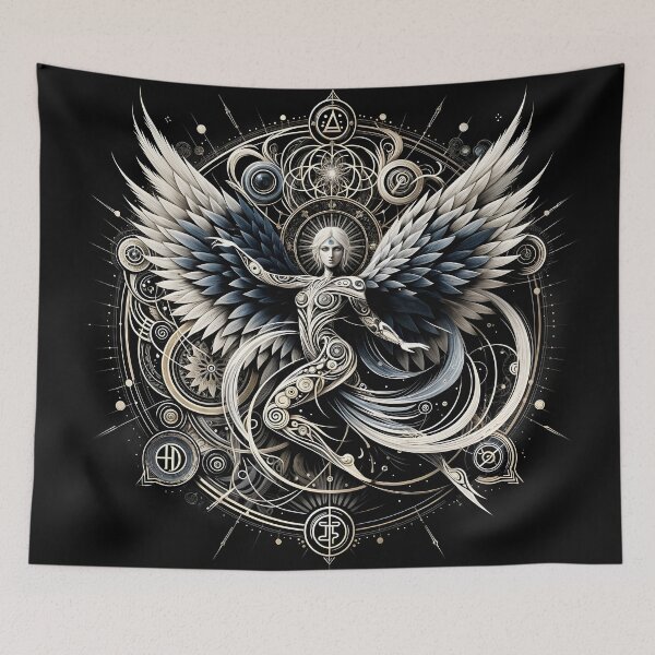 Item preview, The dance of sacred geometry in the arms of the heavenly Virgin designed and sold by KunstGeist.