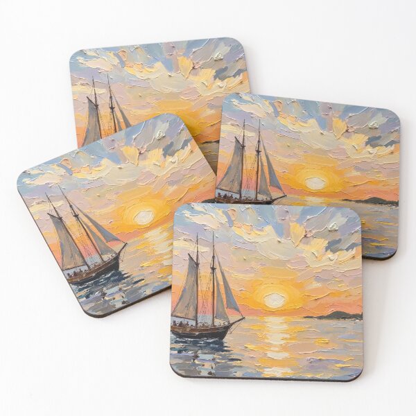 Item preview, Serene Sailing Boat on Calm Ocean Impressionist Art designed and sold by The Design Asset Station.