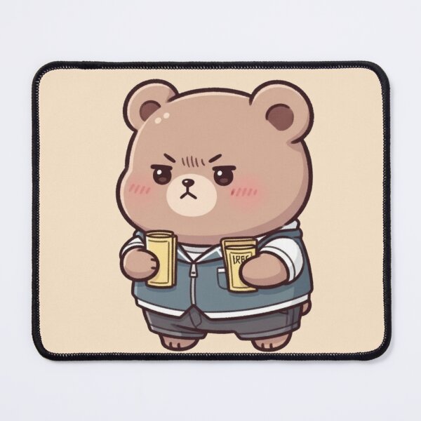 Item preview, Grumpy Kawaii Bear Drinking Beer – Cute Funny Cartoon Design designed and sold by soletstudio.