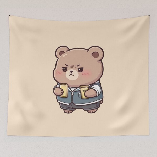 Item preview, Grumpy Kawaii Bear Drinking Beer – Cute Funny Cartoon Design designed and sold by soletstudio.