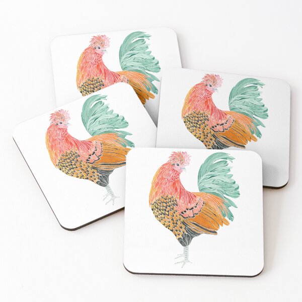 Item preview, Olindo 2 Bantam Rooster Watercolor designed and sold by Sonoran Glimmer.