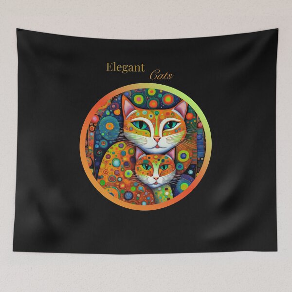 Item preview, Elegant Cats – Colorful Ornamental Feline Art Illustration designed and sold by Aquarius-club.