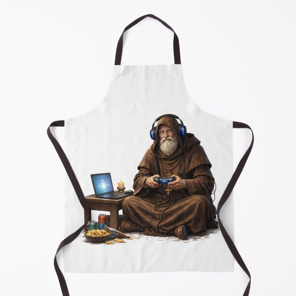 Item preview, Medieval Monk With Laptop Funny Tech Fantasy Art designed and sold by RØNI AI.