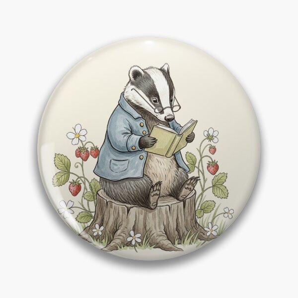Item preview, Wise Badger Reading on a Tree Stump designed and sold by Pasteltone.