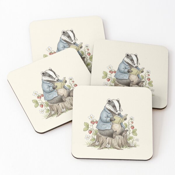 Item preview, Wise Badger Reading on a Tree Stump designed and sold by Pasteltone.