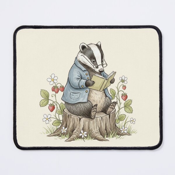 Item preview, Wise Badger Reading on a Tree Stump designed and sold by Pasteltone.