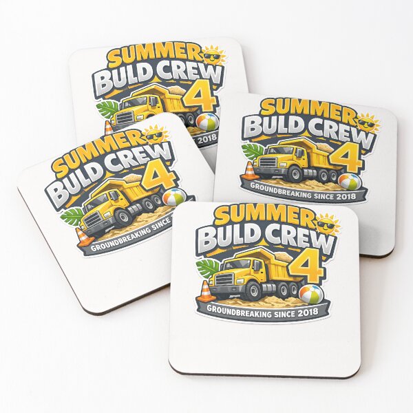 Item preview, Summer Build Crew 4 Groundbreaking Since 2018 Dump Truck Fourth Birthday Construction Boy designed and sold by Pawsome Quotes.