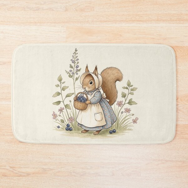 Item preview, Little Squirrel with a Basket of Blueberries designed and sold by Pasteltone.