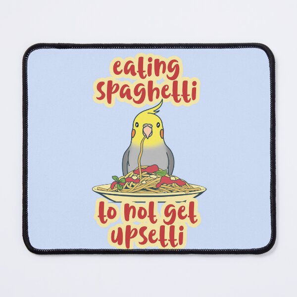 Item preview, Eating Spaghetti to not get upsetti - Cockatiel eating pasta designed and sold by FandomizedRose.
