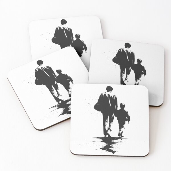 Item preview, Protective Male Caregiver and Child Walking – Minimal Silhouette Art designed and sold by WayOutWorks.