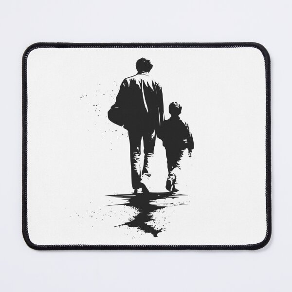 Item preview, Protective Male Caregiver and Child Walking – Minimal Silhouette Art designed and sold by WayOutWorks.