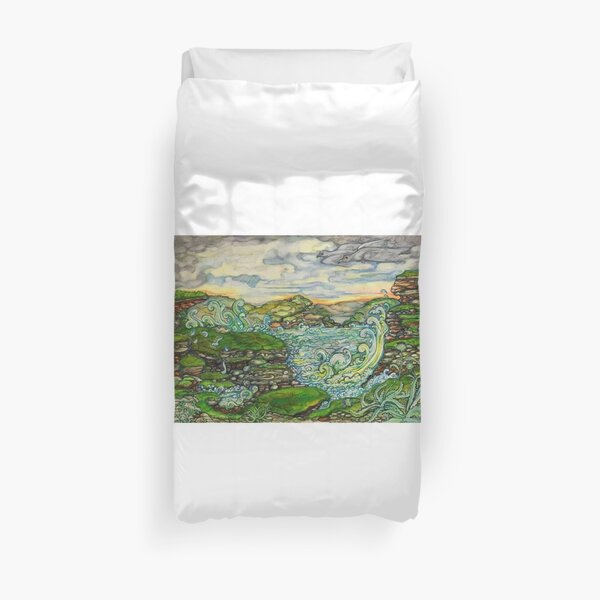 landscape, original artwork is hand painted and highly detailed Duvet Cover