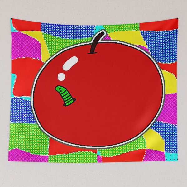 Item preview, "Playful Red Apple with Green Worm" designed and sold by nighttime1990.