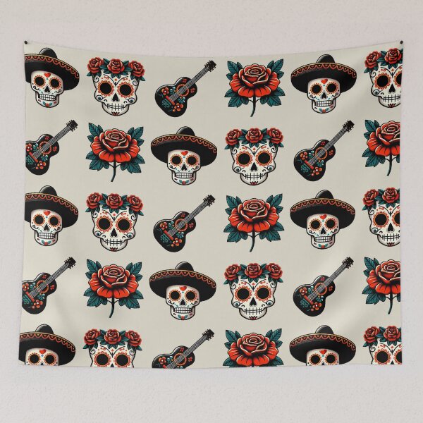 Item preview, Mexican Folk Art Icons - Sugar Skull and Guitar designed and sold by GREENZ0NE.