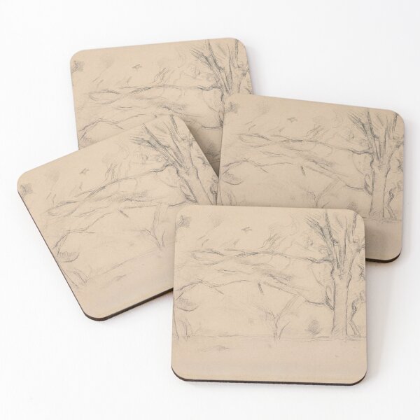 Item preview, Arbres by Paul Cézanne: Minimalist Tree Landscape Drawing Poster designed and sold by artofuniverse.