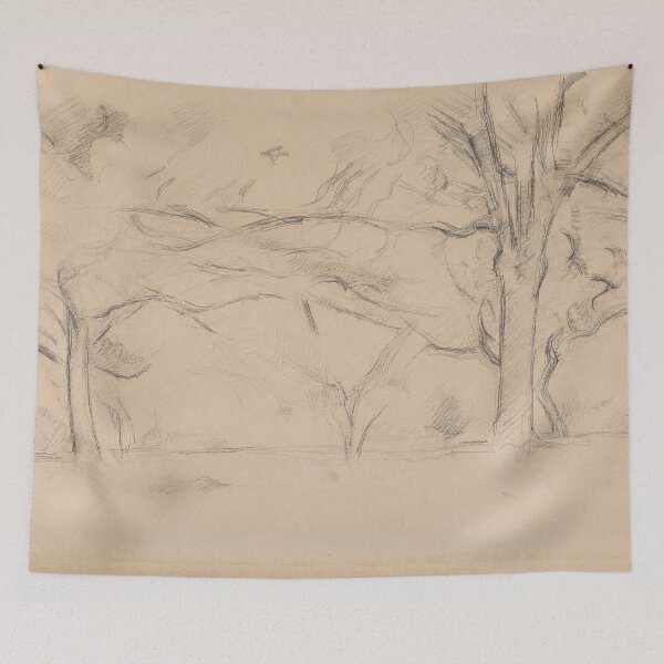 Item preview, Arbres by Paul Cézanne: Minimalist Tree Landscape Drawing Poster designed and sold by artofuniverse.