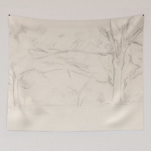 Item preview, Arbres Au Jas De Bouffan by Paul Cézanne: Minimalist Tree Landscape Poster designed and sold by artofuniverse.