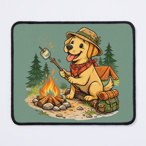 Item preview, Labrador Roasting Marshmallow | Funny Camping Dog Art | Lab Campfire Cartoon Gift designed and sold by PawPrintCustom.