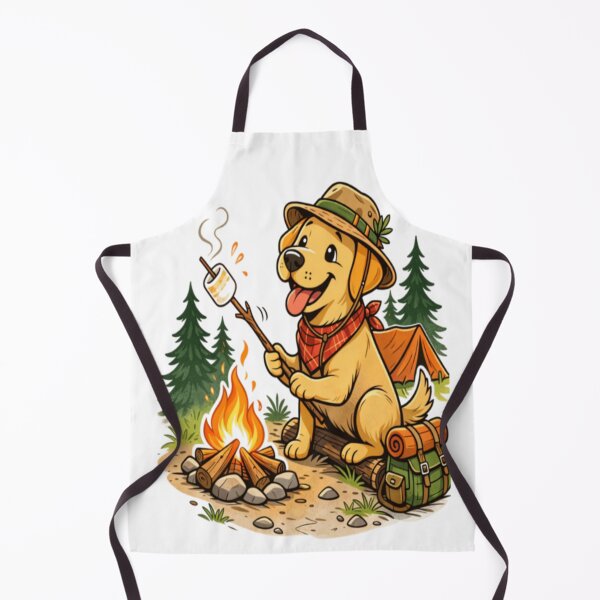 Item preview, Labrador Roasting Marshmallow | Funny Camping Dog Art | Lab Campfire Cartoon Gift designed and sold by PawPrintCustom.