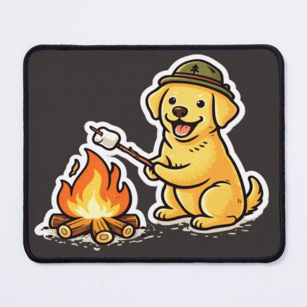 Item preview, Golden Labrador Roasting Marshmallow | Cute Camping Dog Sticker | Lab Campfire Art designed and sold by PawPrintCustom.