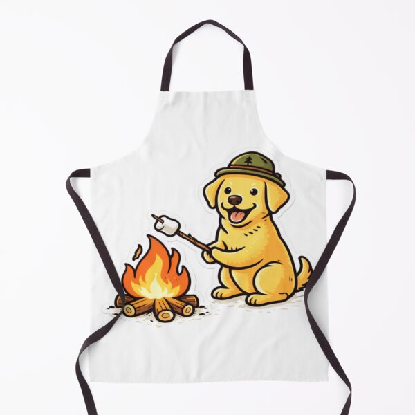 Item preview, Golden Labrador Roasting Marshmallow | Cute Camping Dog Sticker | Lab Campfire Art designed and sold by PawPrintCustom.