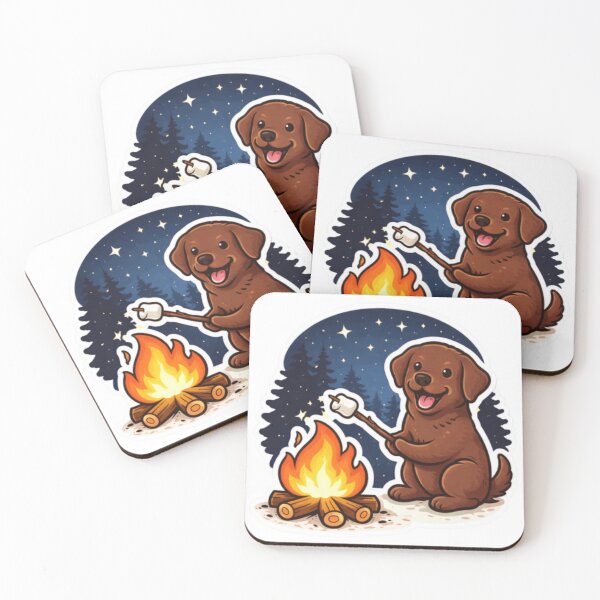 Item preview, Chocolate Labrador Roasting Marshmallow | Camping Dog Night Sky | Cute Lab Campfire designed and sold by PawPrintCustom.