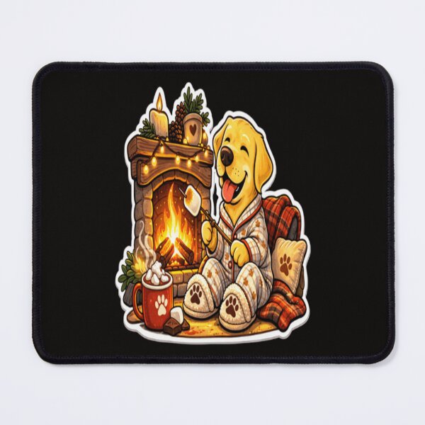 Item preview, Labrador Pajamas Fireplace Marshmallow | Cozy Lab Indoor Winter Art designed and sold by PawPrintCustom.