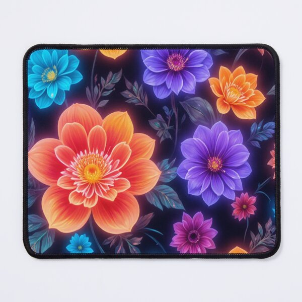 Item preview, Colorful flowers in a bright neon pattern style designed and sold by Hot4Shirt.