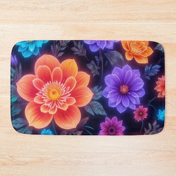 Item preview, Colorful flowers in a bright neon pattern style designed and sold by Hot4Shirt.