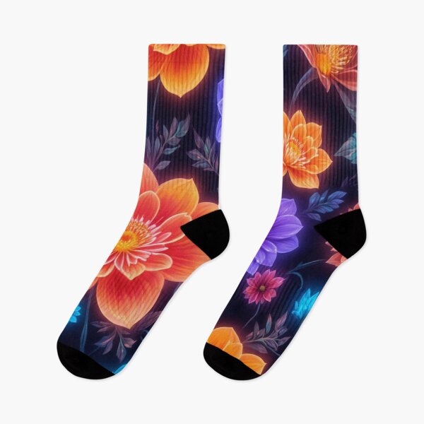 Item preview, Colorful flowers in a bright neon pattern style designed and sold by Hot4Shirt.