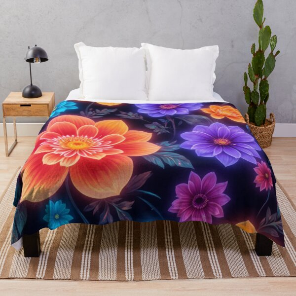 Item preview, Colorful flowers in a bright neon pattern style designed and sold by Hot4Shirt.