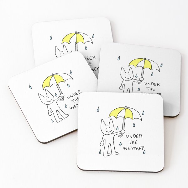 Item preview, Under the Weather Cat Sticker, Cute Rainy Day Cat Art, Funny Relatable Cat Illustration, Cozy Mood Aesthetic Gift designed and sold by lazydayz16.