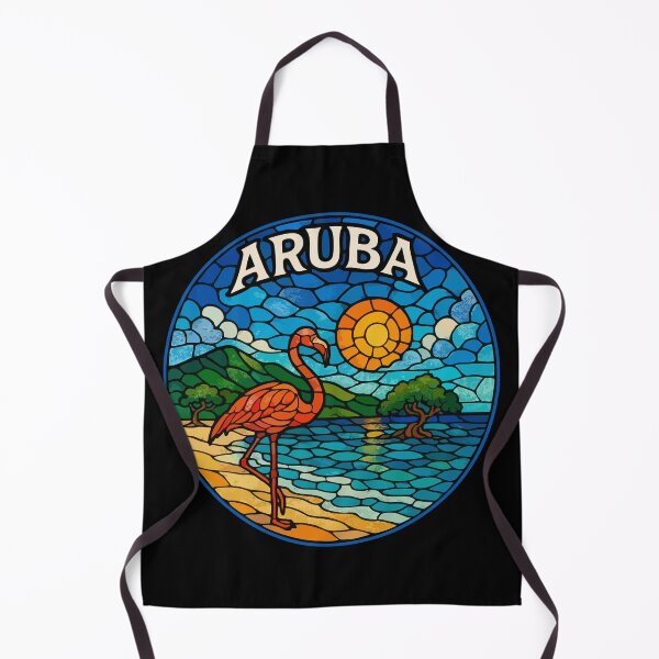 Item preview, Aruba Island Flamingo Stained Glass Art Travel designed and sold by TomFrontierArt.