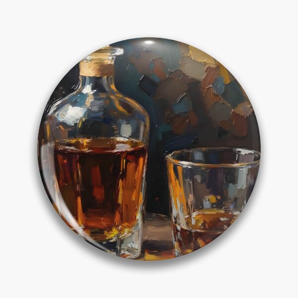 Item preview, Whiskey Decanter Still Life – Textured Impasto Oil Painting with Rocks Glass | Warm Bar Cart Wall Art designed and sold by Nene's design.