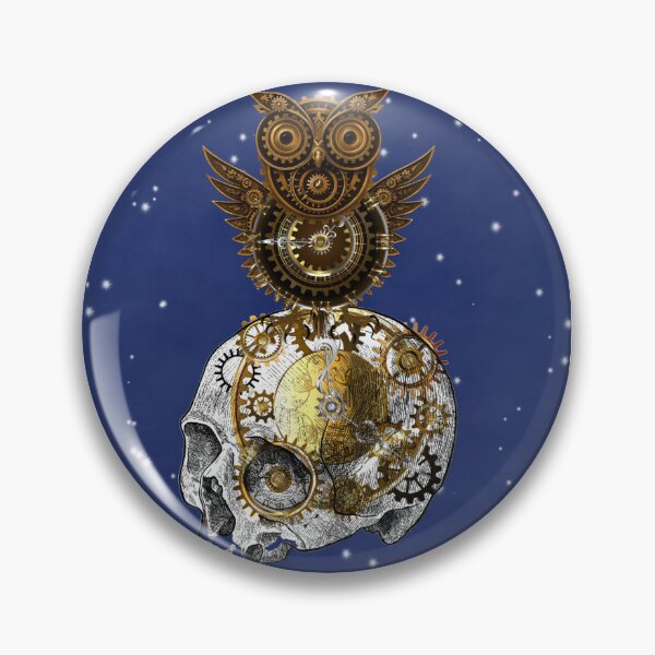 Item preview, Steampunk Guardian Owl: Keeper of the Clockwork Constellations (white skull) designed and sold by Bouthilette Boutique.