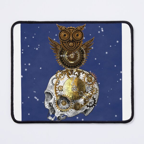 Item preview, Steampunk Guardian Owl: Keeper of the Clockwork Constellations (white skull) designed and sold by Bouthilette Boutique.