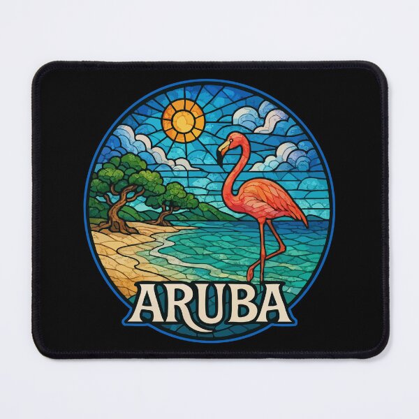 Item preview, Aruba Island Flamingo Stained Glass Travel designed and sold by TomFrontierArt.